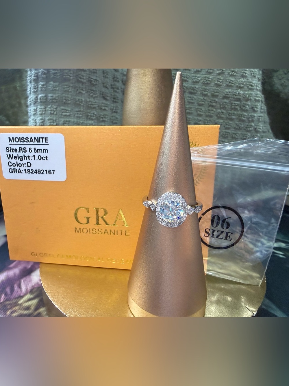 Silver Halo Engagement Ring - White